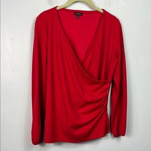 Talbots Red Long Sleeve Wrap Top Medium